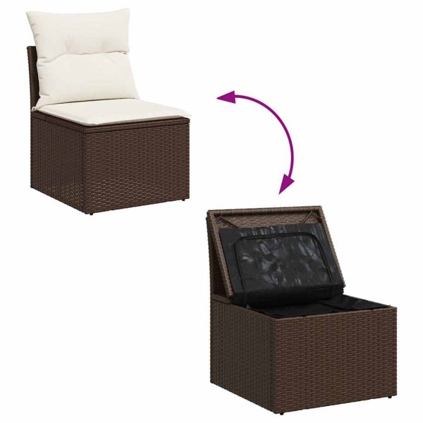 Loungeset Met Kussens Poly Rattan - Afbeelding 6