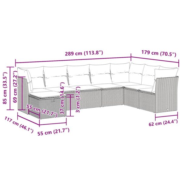 Loungeset Met Kussens Poly Rattan - Afbeelding 11