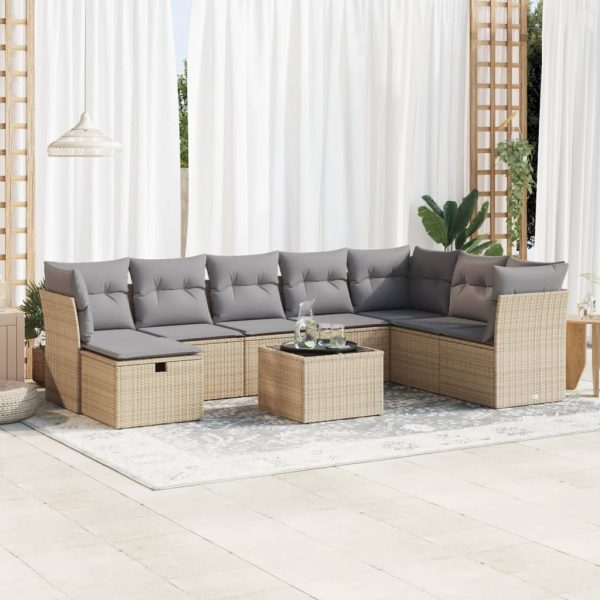 Loungeset Met Kussens Poly Rattan - Afbeelding 19