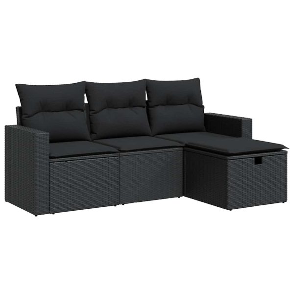 4-Delige Loungeset Met Kussens Poly Rattan - Afbeelding 2