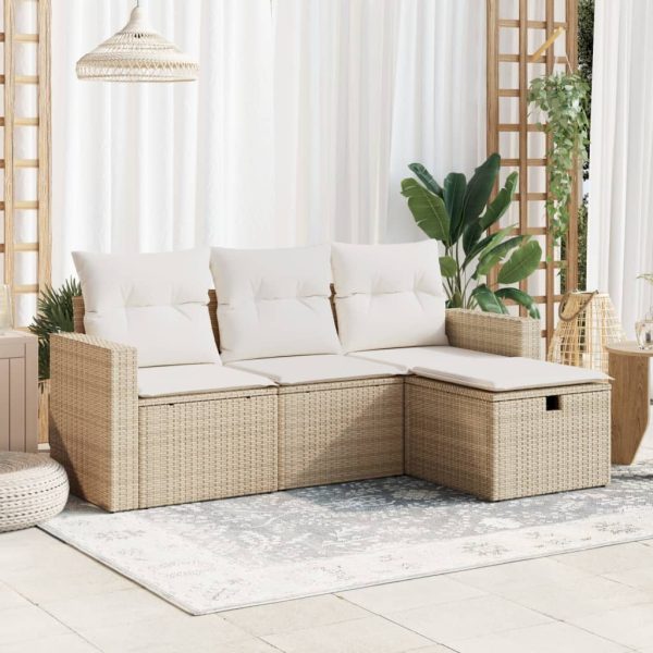 4-Delige Loungeset Met Kussens Poly Rattan - Afbeelding 13