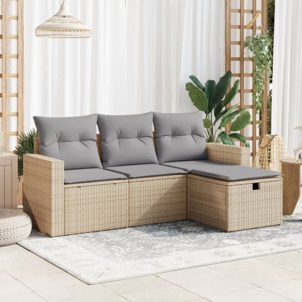 4-Delige Loungeset Met Kussens Poly Rattan - Afbeelding 16