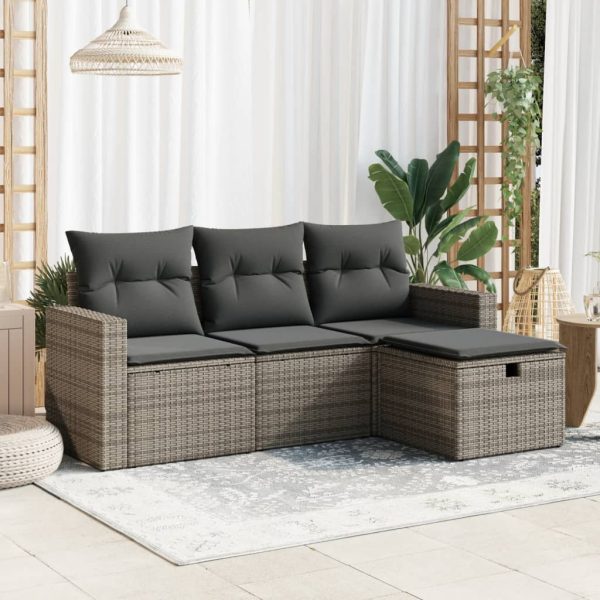 4-Delige Loungeset Met Kussens Poly Rattan - Afbeelding 15