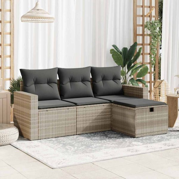 4-Delige Loungeset Met Kussens Poly Rattan - Afbeelding 18