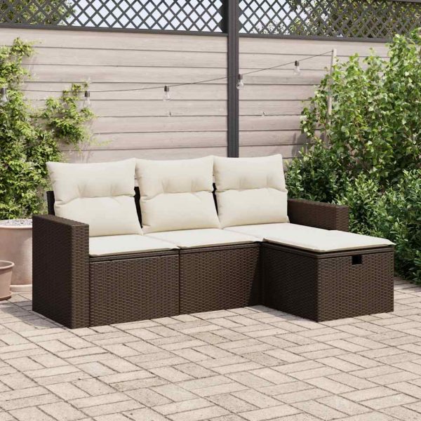 4-Delige Loungeset Met Kussens Poly Rattan - Afbeelding 17