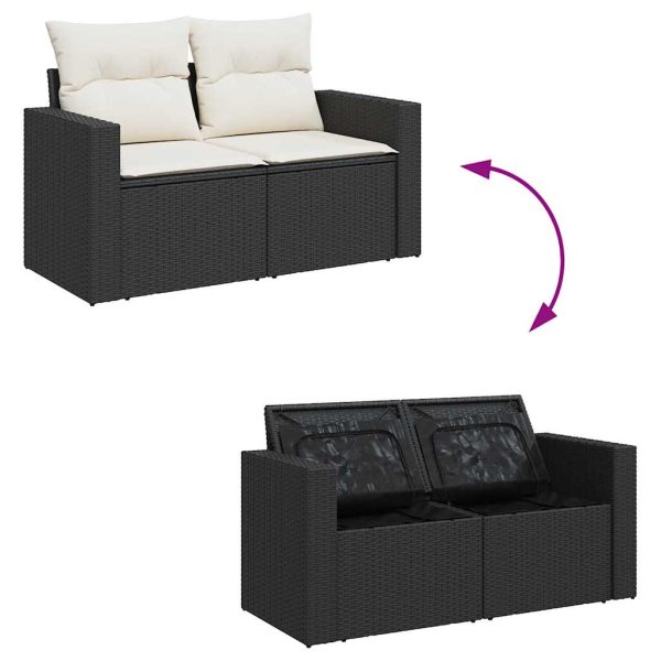 Loungeset Met Kussens Poly Rattan - Afbeelding 7