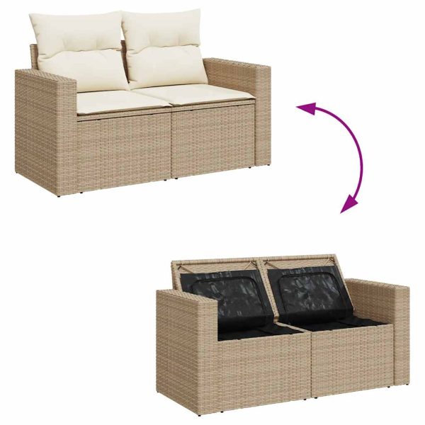 Loungeset Met Kussens Poly Rattan - Afbeelding 7