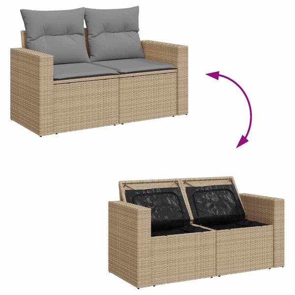 Loungeset Met Kussens Poly Rattan - Afbeelding 7