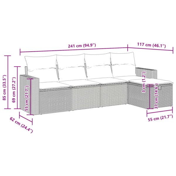 Loungeset Met Kussens Poly Rattan - Afbeelding 12