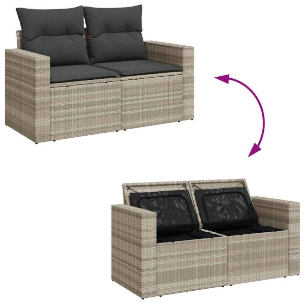 Loungeset Met Kussens Poly Rattan - Afbeelding 7