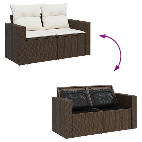 Loungeset Met Kussens Poly Rattan - Afbeelding 7