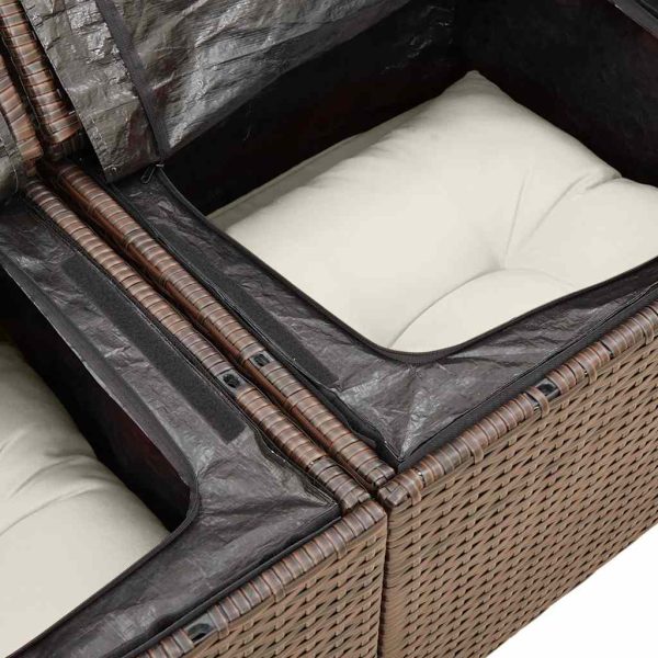 Loungeset Met Kussens Poly Rattan - Afbeelding 11