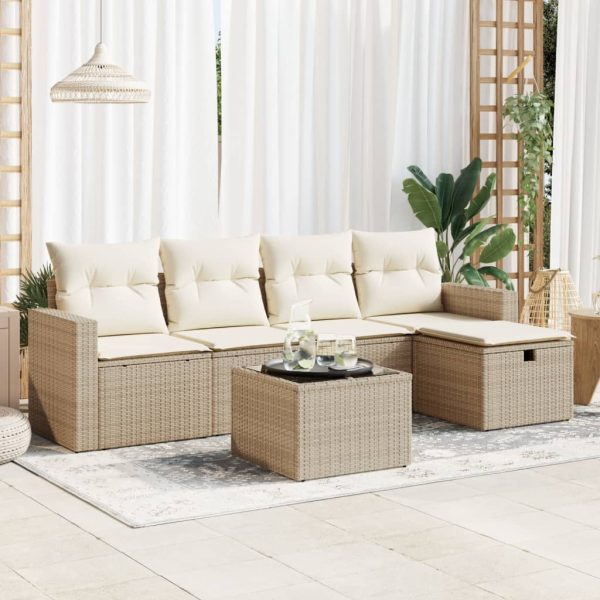 Loungeset Met Kussens Poly Rattan - Afbeelding 13