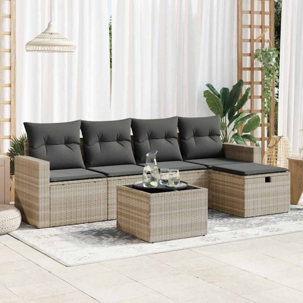 Loungeset Met Kussens Poly Rattan - Afbeelding 19