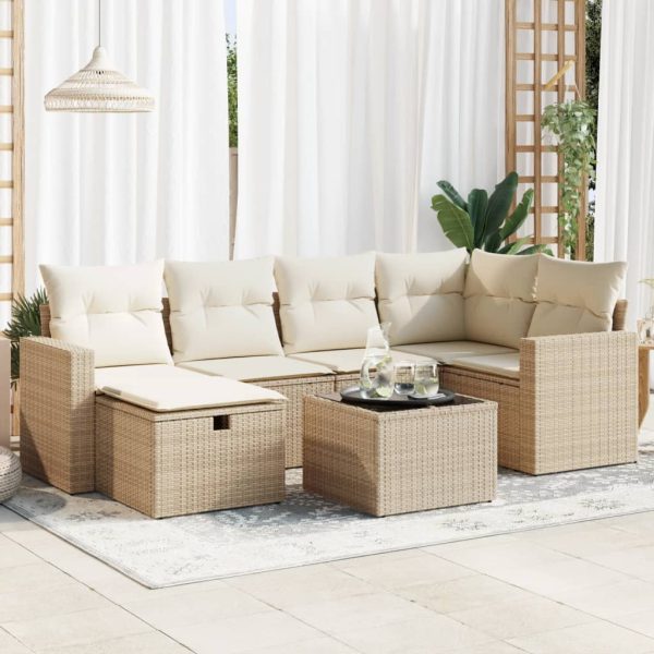 Loungeset Met Kussens Poly Rattan - Afbeelding 15