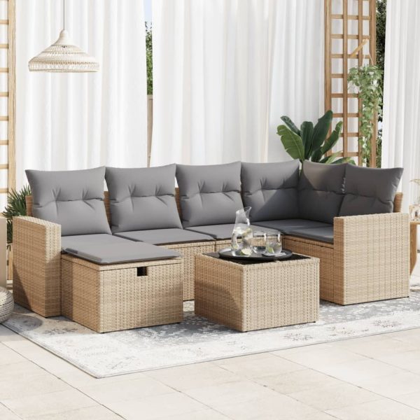 Loungeset Met Kussens Poly Rattan - Afbeelding 14