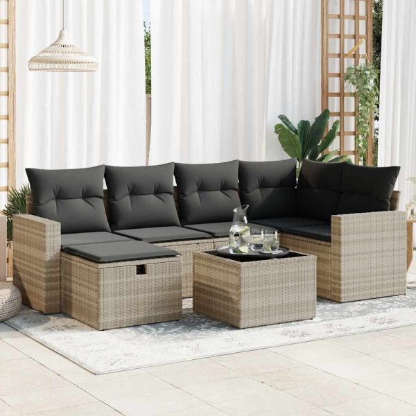 Loungeset Met Kussens Poly Rattan - Afbeelding 16