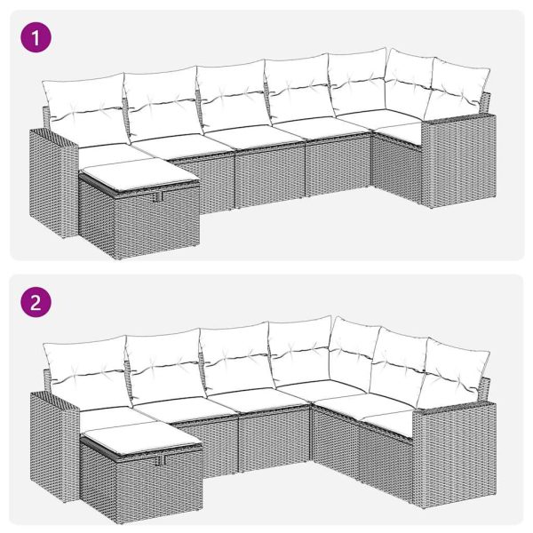 Loungeset Met Kussens Poly Rattan - Afbeelding 11