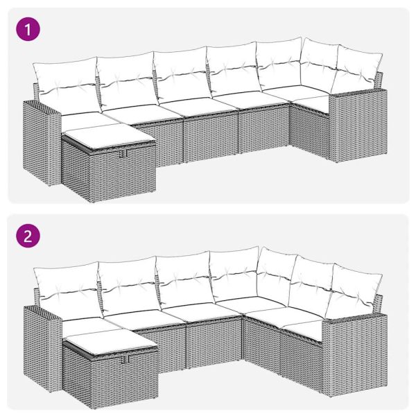 Loungeset Met Kussens Poly Rattan - Afbeelding 7