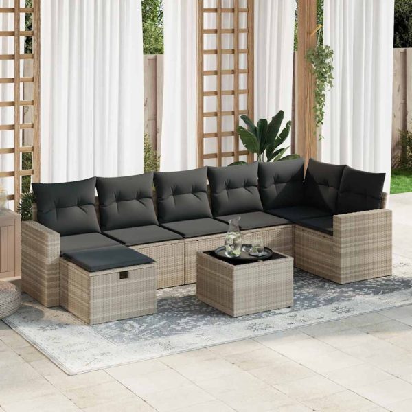 Loungeset Met Kussens Poly Rattan - Afbeelding 18