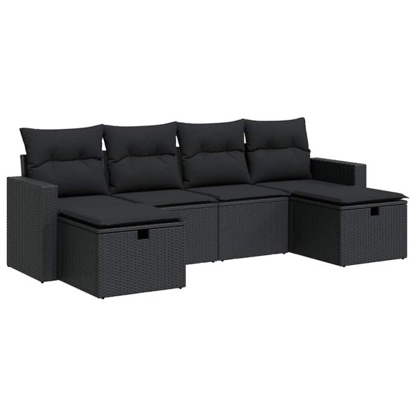 6-Delige Loungeset Met Kussens Poly Rattan - Afbeelding 2