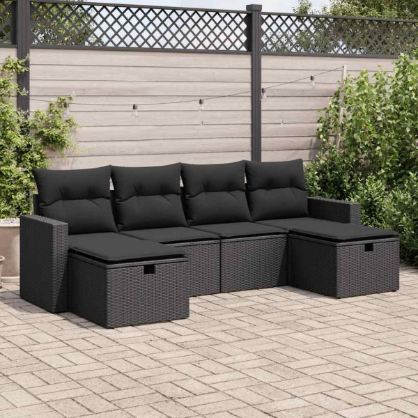 6-Delige Loungeset Met Kussens Poly Rattan