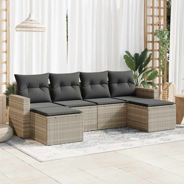 6-Delige Loungeset Met Kussens Poly Rattan - Afbeelding 17