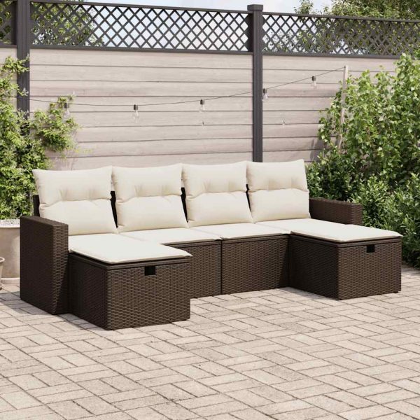 6-Delige Loungeset Met Kussens Poly Rattan - Afbeelding 18