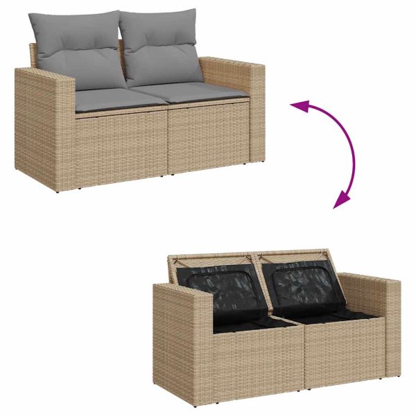 Loungeset Met Kussens Poly Rattan - Afbeelding 9