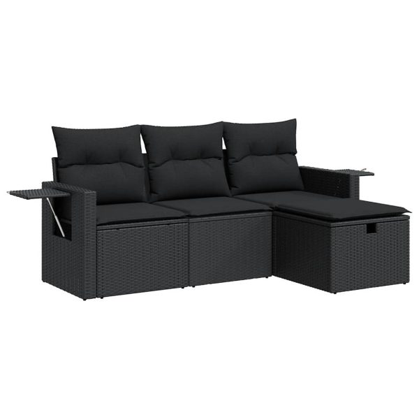 4-Delige Loungeset Met Kussens Poly Rattan - Afbeelding 2