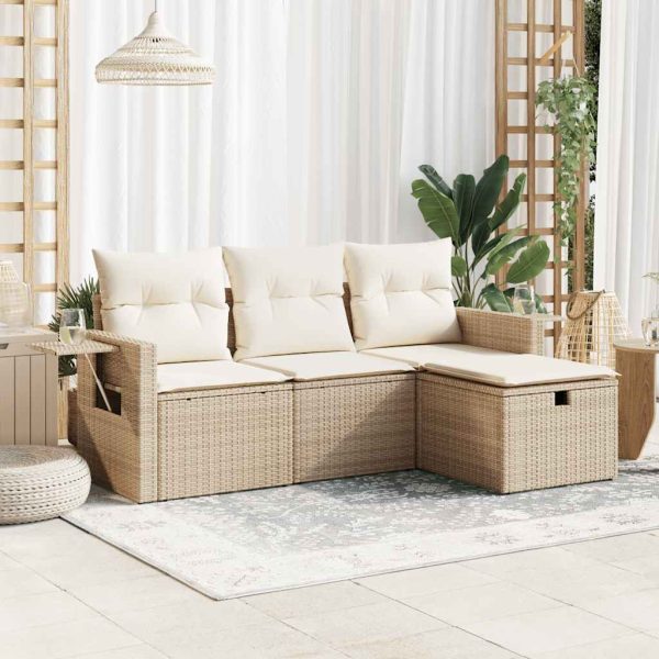 4-Delige Loungeset Met Kussens Poly Rattan - Afbeelding 18