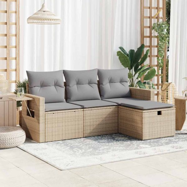 4-Delige Loungeset Met Kussens Poly Rattan - Afbeelding 17