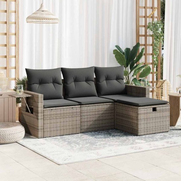 4-Delige Loungeset Met Kussens Poly Rattan - Afbeelding 13