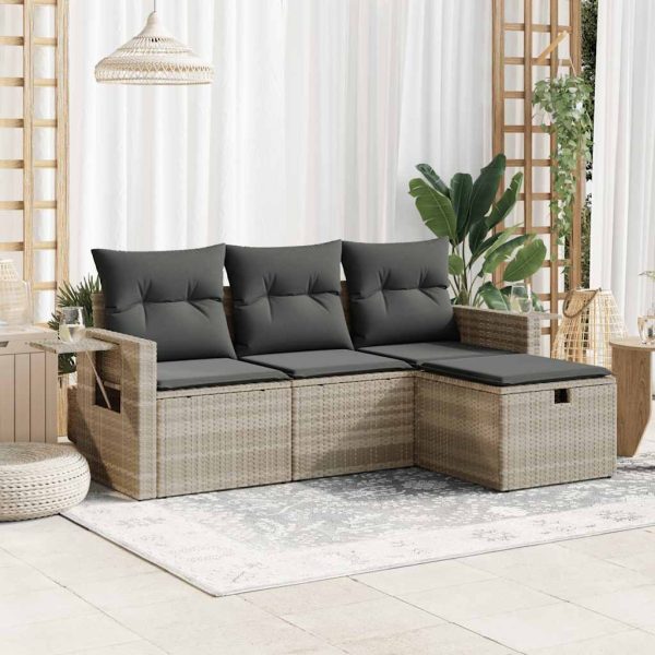 4-Delige Loungeset Met Kussens Poly Rattan - Afbeelding 16