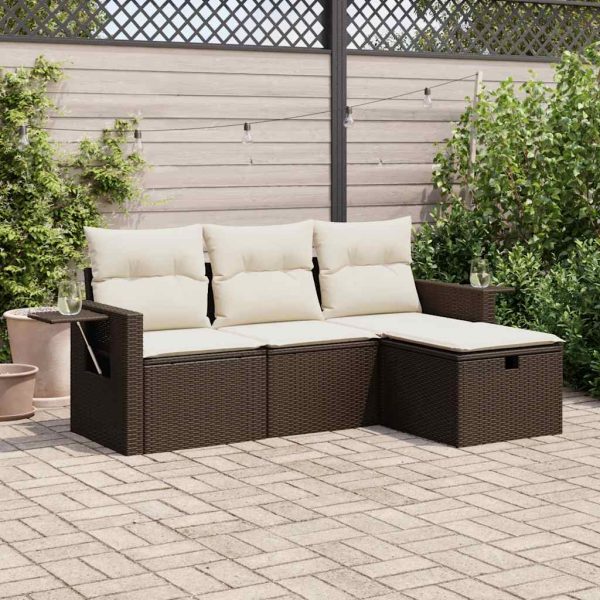 4-Delige Loungeset Met Kussens Poly Rattan - Afbeelding 15