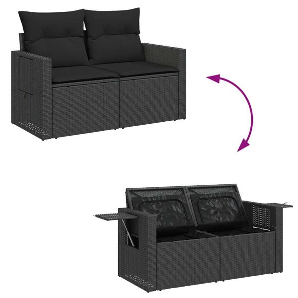 Loungeset Met Kussens Poly Rattan - Afbeelding 7