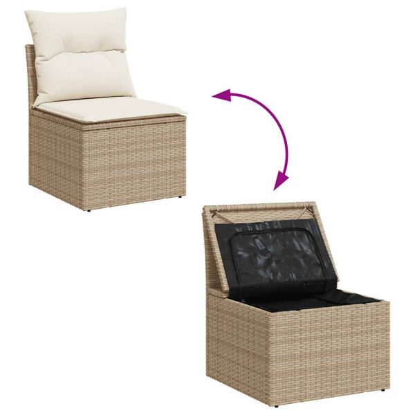 Loungeset Met Kussens Poly Rattan - Afbeelding 6