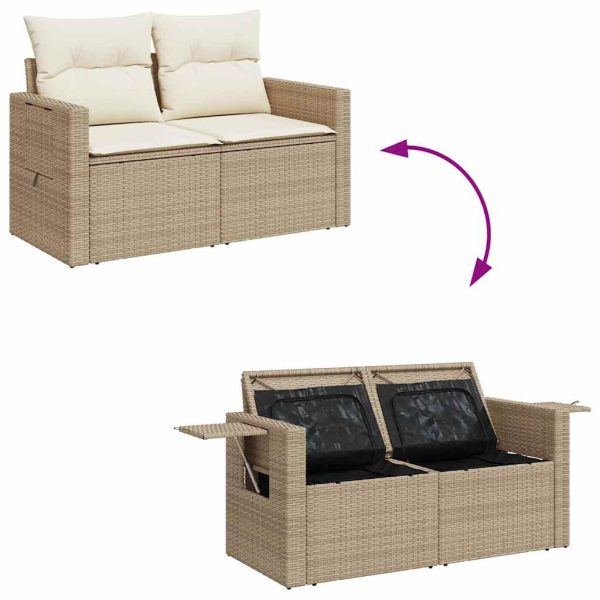 Loungeset Met Kussens Poly Rattan - Afbeelding 7