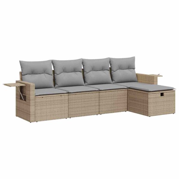 Loungeset Met Kussens Poly Rattan - Afbeelding 2