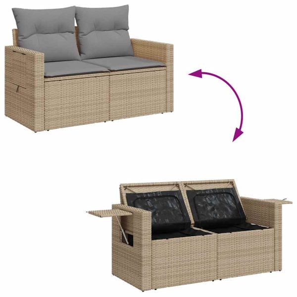 Loungeset Met Kussens Poly Rattan - Afbeelding 7