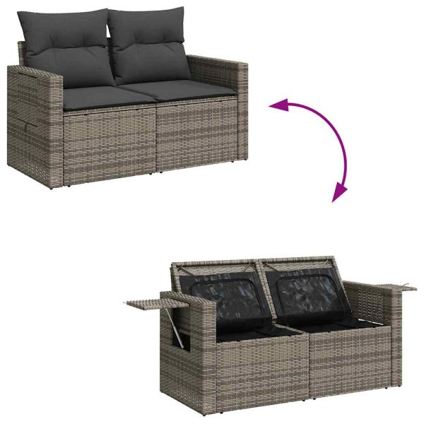 Loungeset Met Kussens Poly Rattan - Afbeelding 7