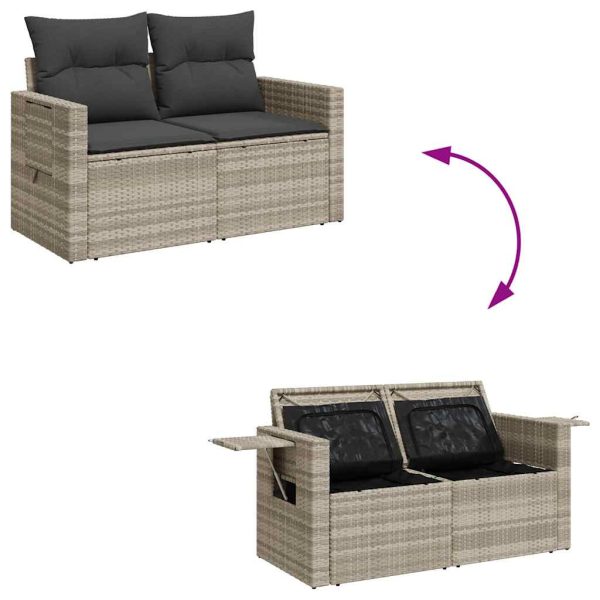 Loungeset Met Kussens Poly Rattan - Afbeelding 8