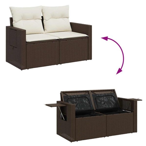 Loungeset Met Kussens Poly Rattan - Afbeelding 7