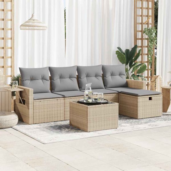 Loungeset Met Kussens Poly Rattan - Afbeelding 14