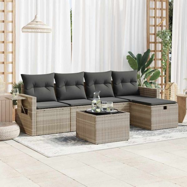 Loungeset Met Kussens Poly Rattan - Afbeelding 13