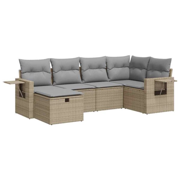 Loungeset Met Kussens Poly Rattan - Afbeelding 2