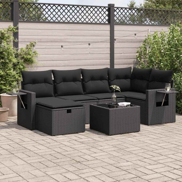 Loungeset Met Kussens Poly Rattan - Afbeelding 15