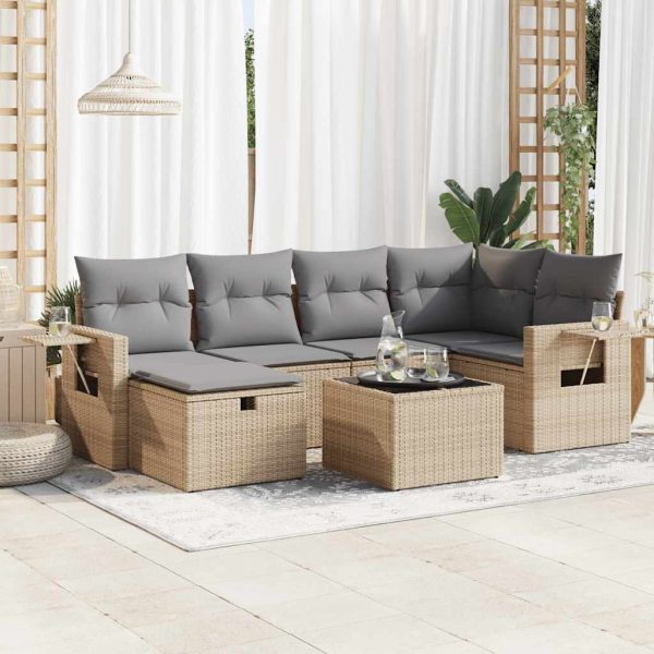 Loungeset Met Kussens Poly Rattan - Afbeelding 17