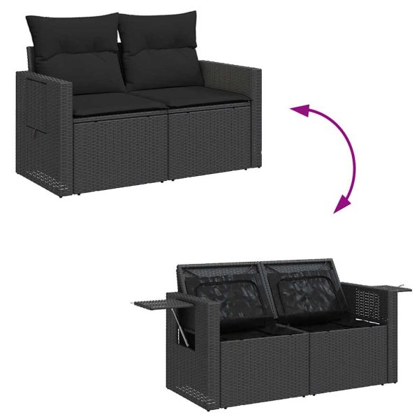 Loungeset Met Kussens Poly Rattan - Afbeelding 9