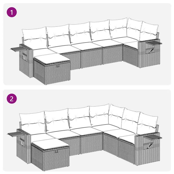 Loungeset Met Kussens Poly Rattan - Afbeelding 11